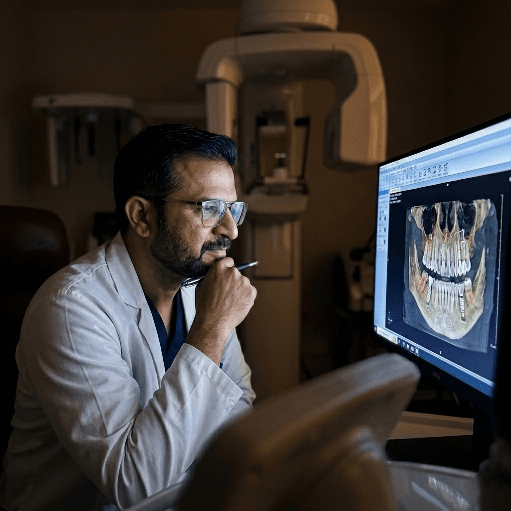 Doctor reviewing 3D dental scan